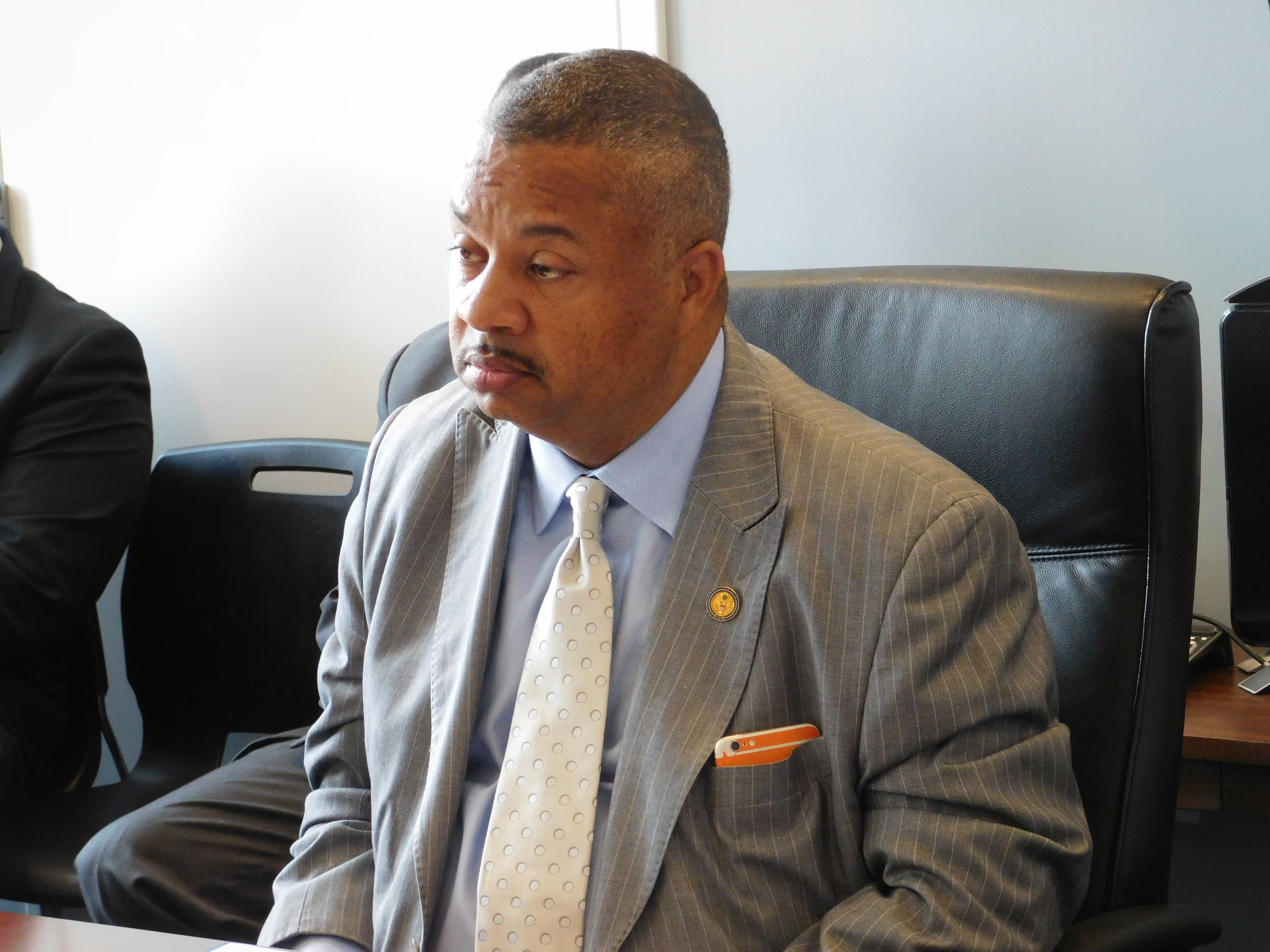 Payne held a symbolic sit-in at his Newark office.