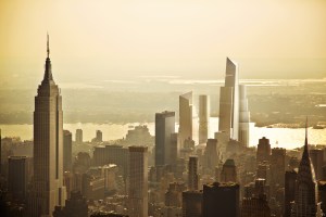 A rendering of the Hudson Yards complex towers.