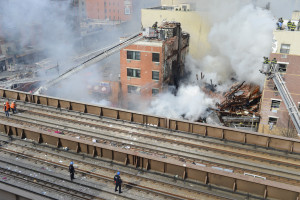 The scene in East Harlem following the explosion. (Credit: Rob Bennett/NYC Mayor’s Office)