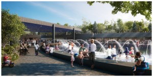 Rendering of the water play area at LeFrak Center at Lakeside