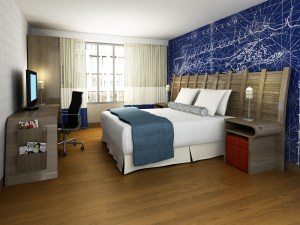 Rendering of a guestroom at Fairfield Inn & Suites, at 161 Front Street. (Glen Coben Architecture & Design)