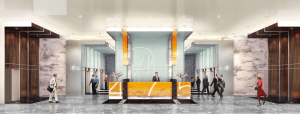 Rendering of the lobby at 475 Park Avenue South.