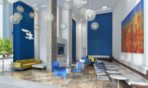 Rendering of the student lounge at 33 Beekman Street