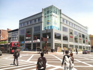 301 West 125th Street: A 100,000 SF retail box developed by Aurora Capital and partners, opened in 2013. (Photo: Al Barbarino) 