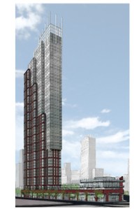 A rendering of the planned tower at Flatbush and Schermerhorn. 