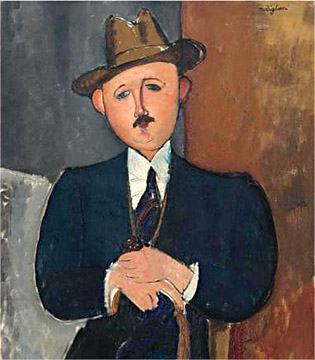 Seated Man With A Cane, 1918, by Amadeo Modigliani.