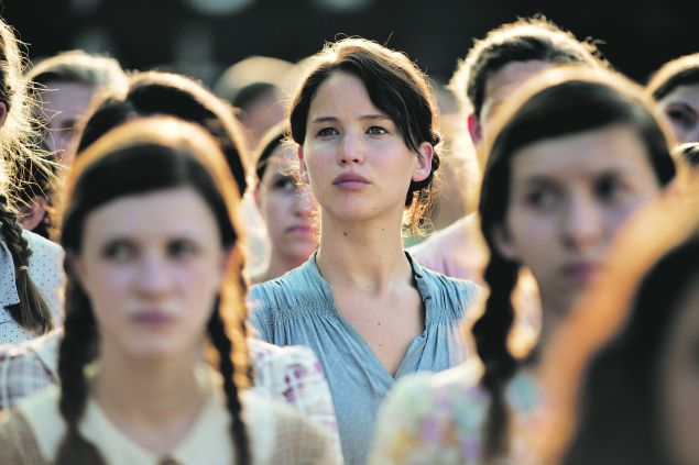 Jennifer Lawrence as Katniss in The Hunger Games.