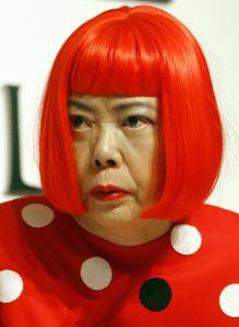 Japanese artist Yayoi Kusama greets jour