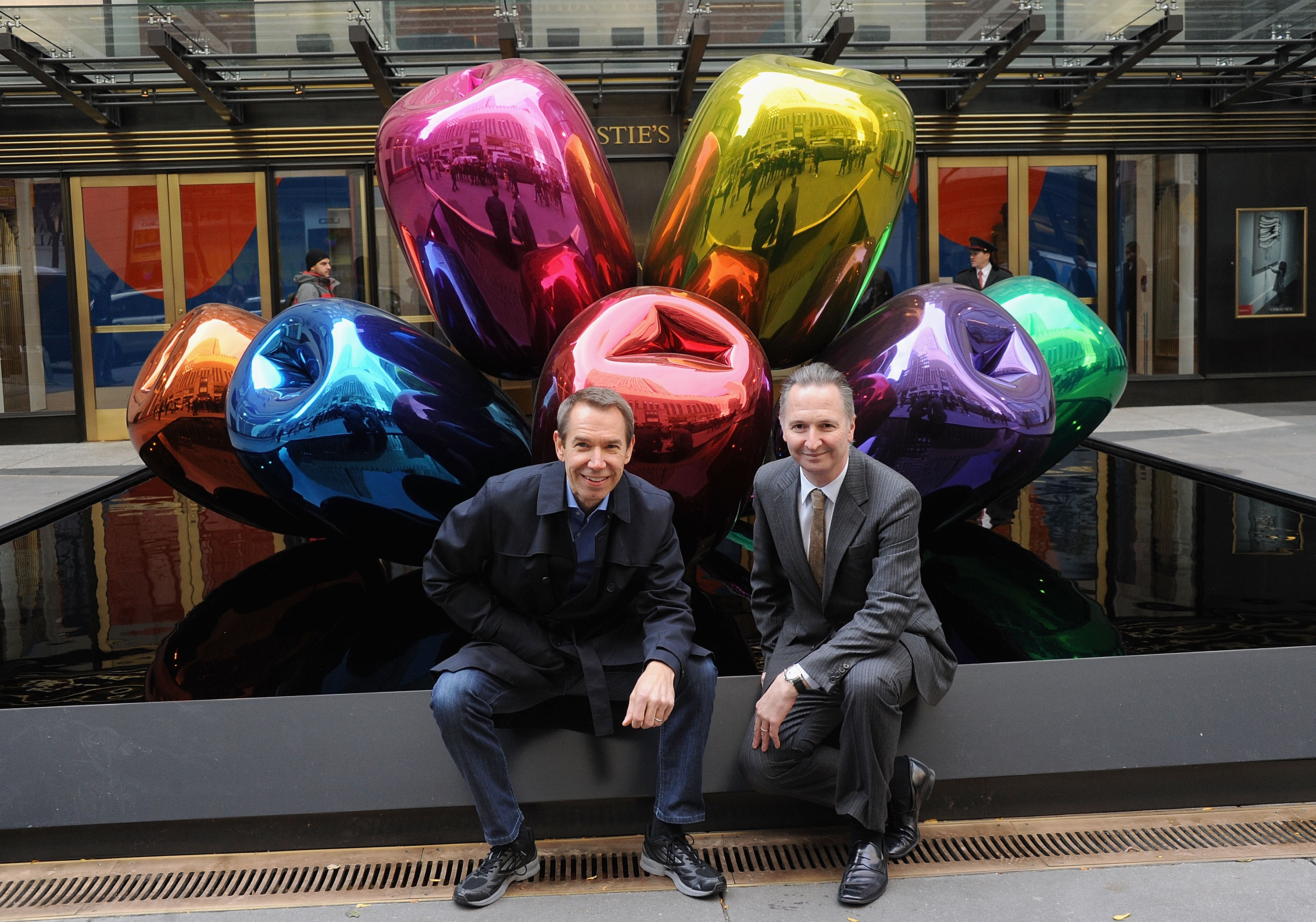 Tulips: Koons and Christie's International Head of Post-War and Contemporary Art Brett Gorvy.