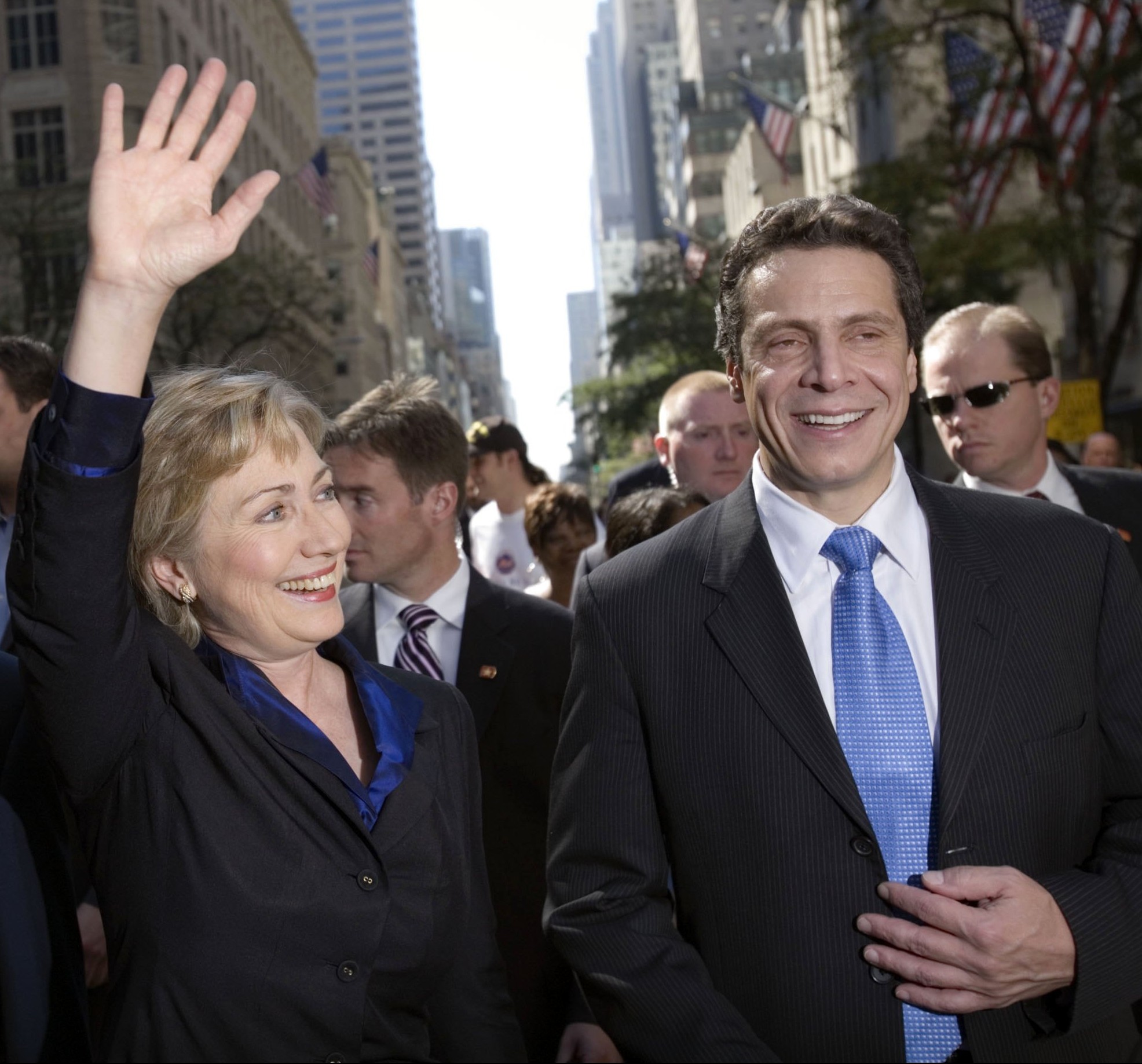 Hillary Clinton and Andrew Cuomo at the Columbus Day Parade in 2006 (Photo: Getty Images).