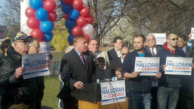 Daniel Halloran kicking off his bid for Congress in 2012. (Photo: Colin Campbell/New York Observer)