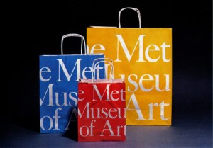 Bags from the Met's store, designed by Rudolph de Harak & Associates, Inc., in 1979. (Courtesy AIGA)