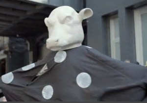 Dzama in the new Jay-Z video. (In accordance with our new policy that all artists at the shoot will forever be represented by stills from the video.)
