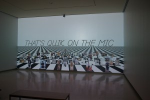 Installation view of 'Bobby Jesus's Alma Mater b/w Reading the Book of David and/or Paying Attention Is Free' (2013) by Stark.