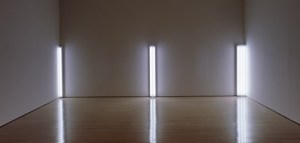 Dan Flavin, 'the nominal three (to William of Ockham),' 1963, from the Panza Collection. (Courtesy Guggenheim Museum)