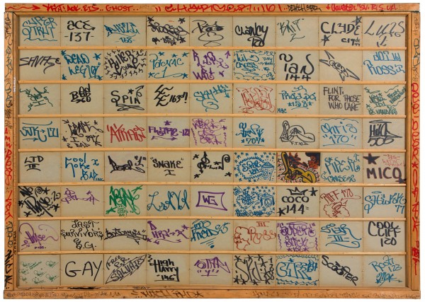 Wicked Gary's tag collection, 1970–72. (Courtesy the Museum of the City of New York)