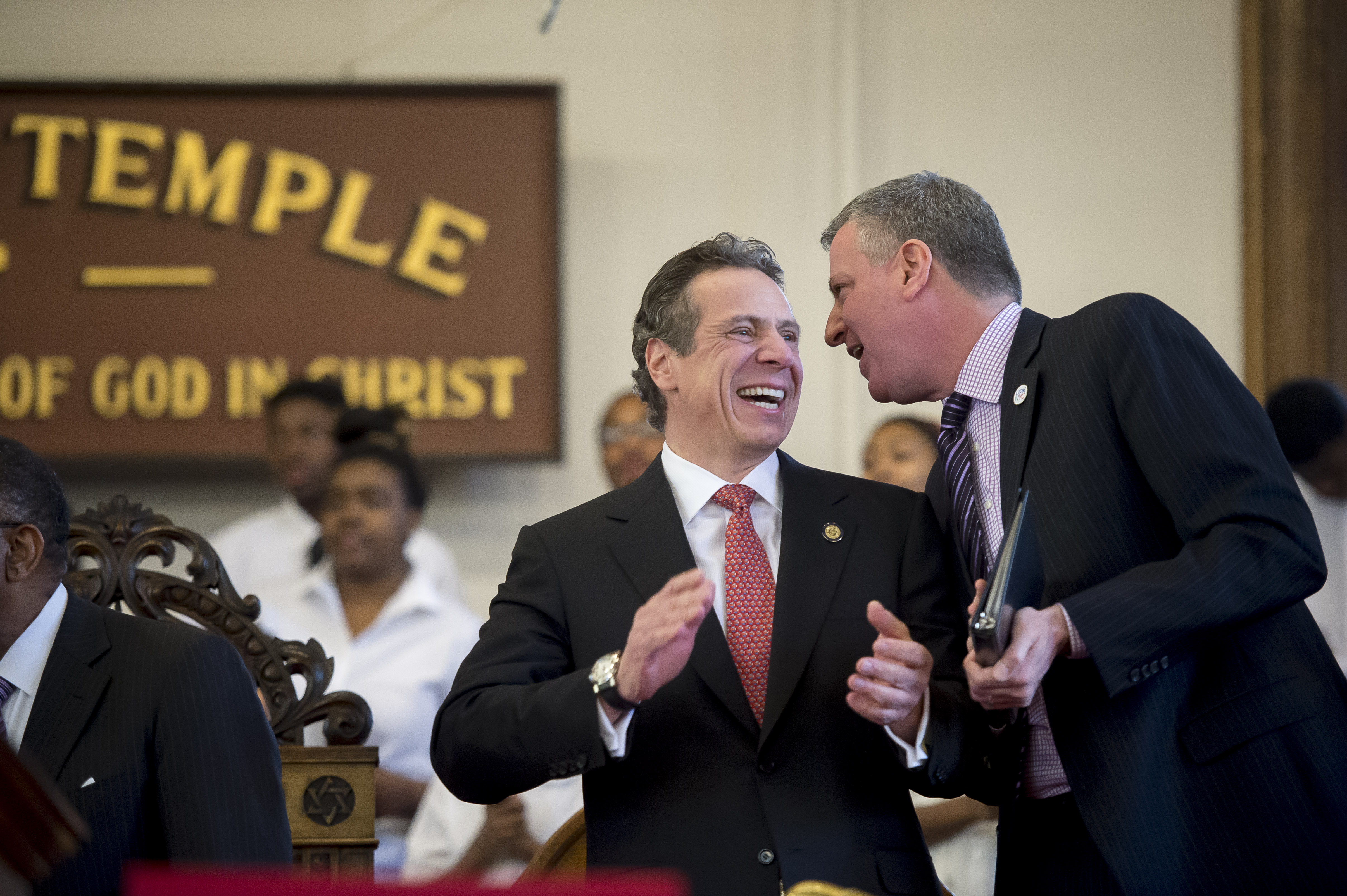Andrew Cuomo and Bill de Blasio together in Albany a year ago. (Photo: Rob Bennett/NYC Mayor's Office)
