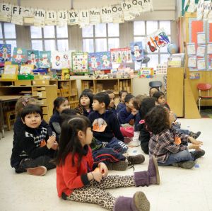 Pre-school kids after a visit from Bill de Blasio in 2014