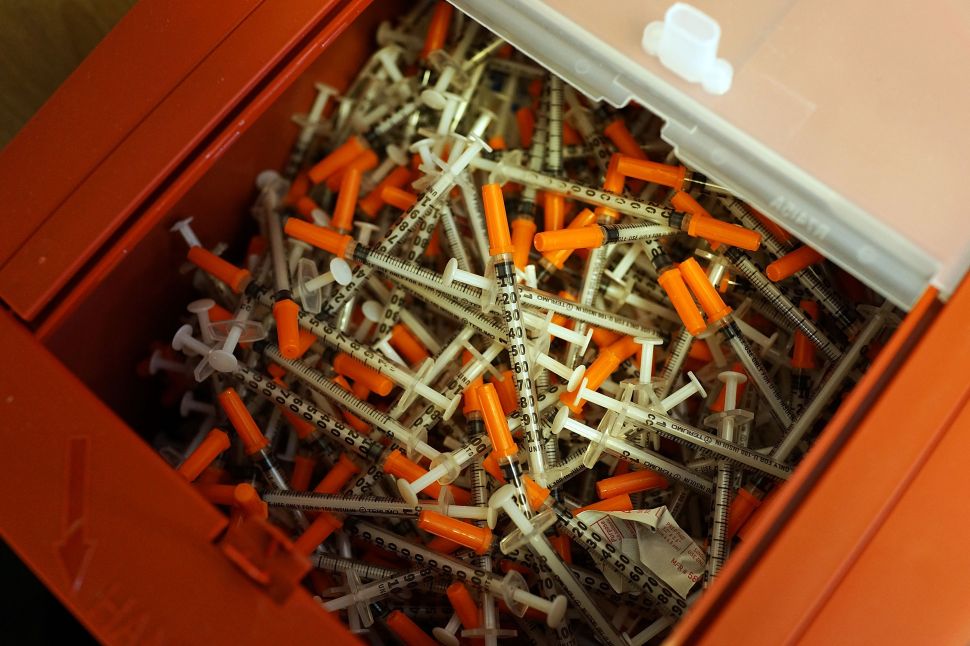 Recovered heroin needles.