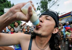 New York's breastmilker population is a little more discreet than this guy. (BAY ISMOYO/Getty Images)