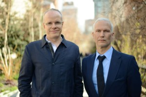 Hans-Ulrich Obrist and Klaus Biesenbach. (Photo: Casey Kelbaugh via artbahrain.org)