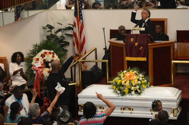 A photo from Eric Garner's funeral. (Photo by Julia Xanthos-Pool/Getty Images)