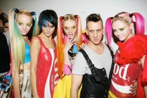 Jeremy Scott with models at MADE Fashion Week in 2011. (Photo via Milk MADE)