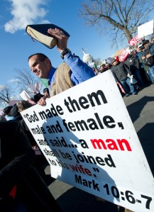 Demonstration opposing marriage equality. (Karen Bleier/AFP/Getty Images)