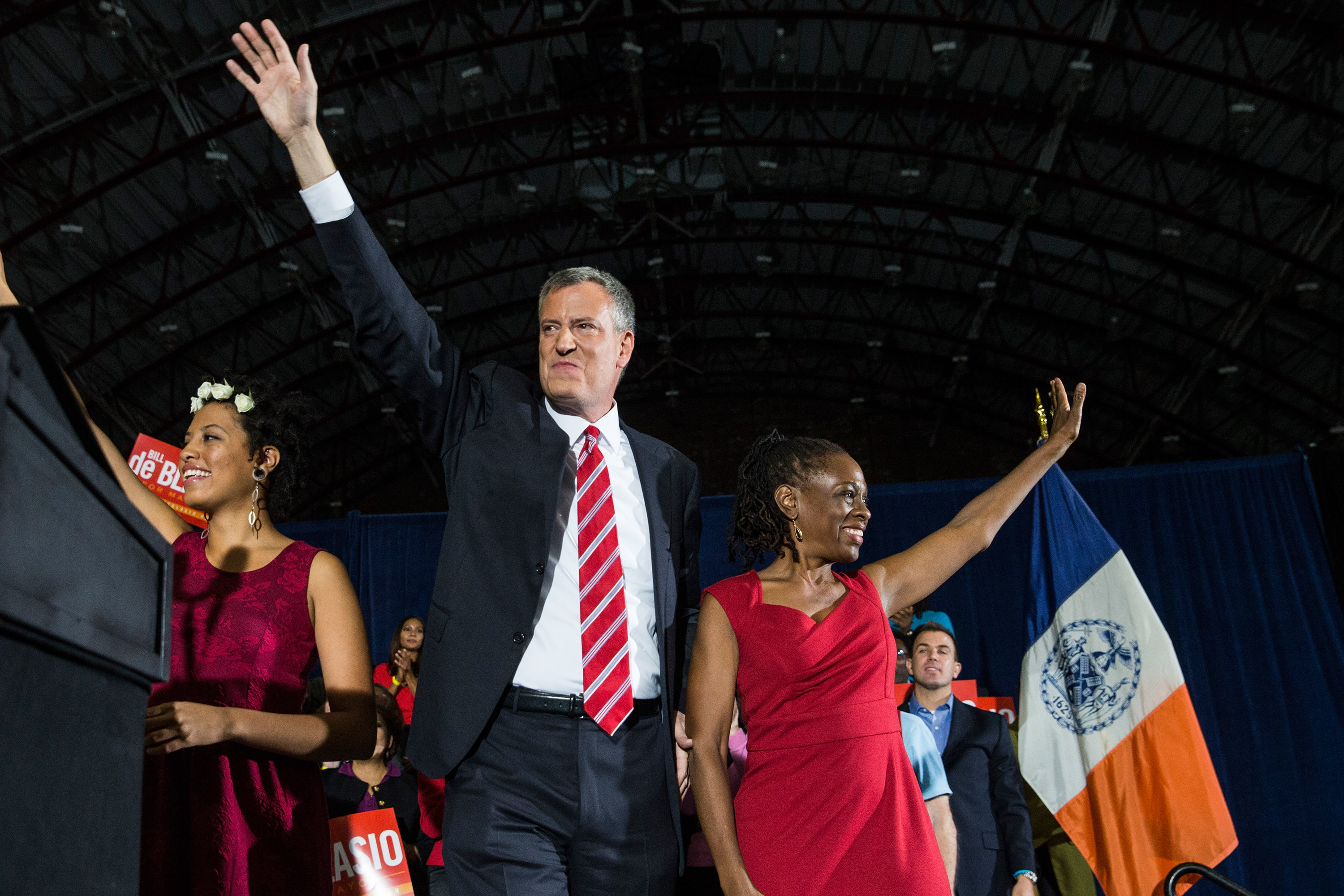 Mayor de Blasio wants the issue of his wife's chief of staff, Rachel Noerdlinger, to be "case closed." (Photo by Andrew Burton/Getty Images)