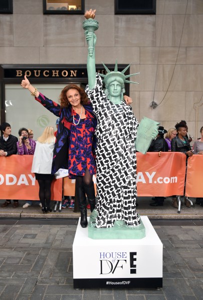 DVF visited the Today Show to unveil one of six statues today. (Photo by Dimitrios Kambouris/Getty Images for House of DVF)