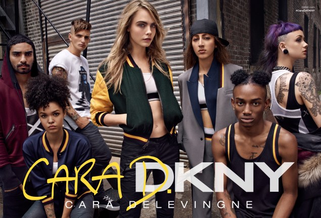 Cara and crew in Bushwick. (Photo via DKNY)