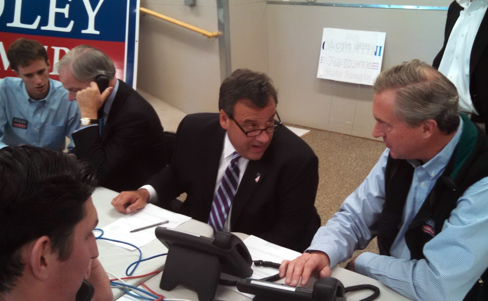 Christie calls potential Foley supporters in a field campaign office in Trumbull. "I had no success," he said later. 