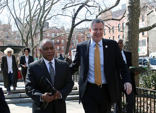Mayor Bill de Blasio with Mitchell Silver, his Parks commissioner. (Photo: NYC Mayor's Office)
