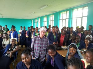 Think Coffee Farmer Relations Associate Lacy Lancaster meets with the Girls Club formed in Kellensoo, Ethiopia (Farmer Relations Team/Think Coffee)
