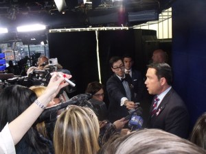 Congressman Michael Grimm in the WABC studios  after the debate. (Photo: Jillian Jorgensen)