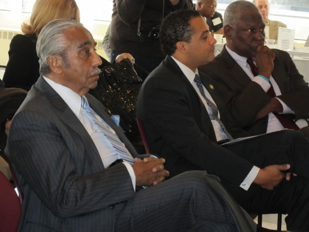 Keith Wright, right, with fellow Harlem lawmakers Assemblyman Raymond Rodriguez and Congressman Charles Rangel.