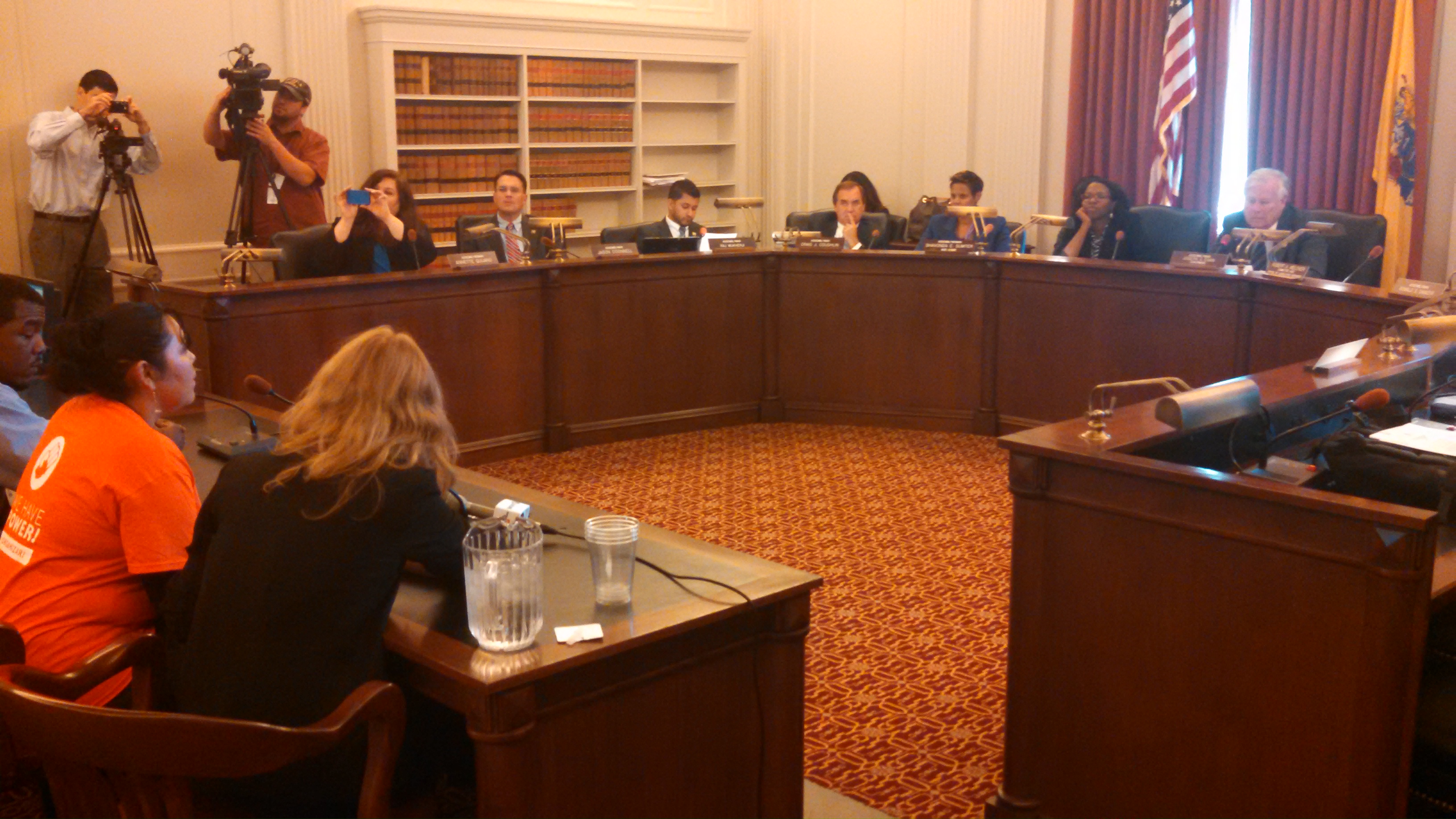 Members of the Assembly Labor Committee hear testimony from NJ Citizen Action on  proposed paid sick leave legislation.