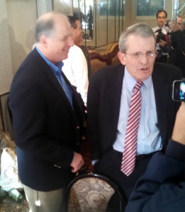 Bell talks to supporters in a Morristown diner.