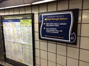 Path Through History sign in 42nd Street Port Authority Subway Exit. (Photo: Katy Turner)