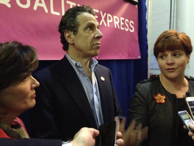 Kathy Hochul, Gov. Andrew Cuomo, and Christine Quinn. (Photo: Jillian Jorgensen)