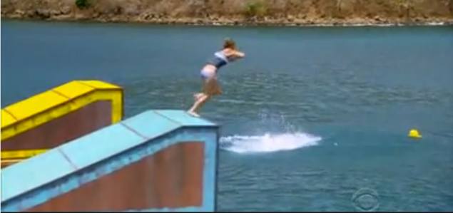 Its hard to dive when youre yanking up your tube top.