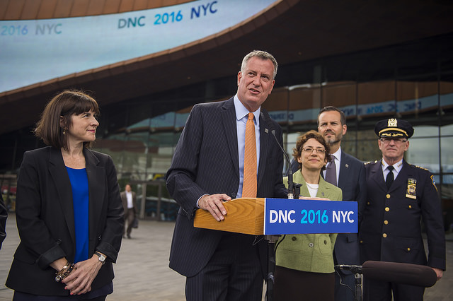 Mayor Bill de Blasio hosted a press conference to welcome DNC delegates to Brooklyn. (Photo: NYC Mayor's Office) 