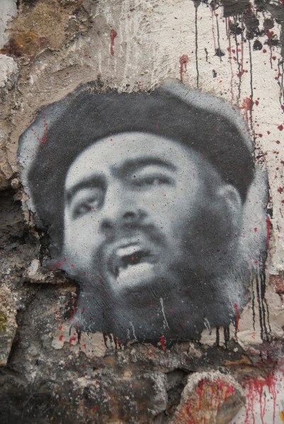 Abu Bakr al Baghdadi, painted portrait. (Photo: Flickr).