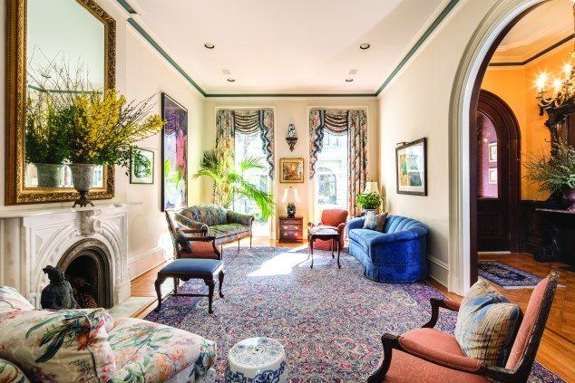 The lavish living room of 192 Columbia Heights.  (Evan Joseph, Corcoran.)