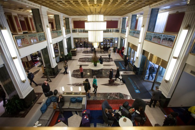 The hotel's lobby, in the middle of its Art Deco revamp. (Michael Nagle, the Observer)