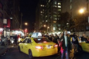 Traffic along 7th Avenue was completely stopped as protesters moved north towards Times Square (Nicole Puglise/New York Observer).
