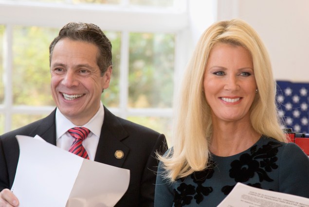 New York State Governor Andrew Cuomo And Girlfriend Sandra Lee Vote During The 2014 General Election