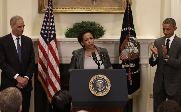 US Attorney Loretta Lynch  speaks after President Obama introduced her as his nominee to replace Attorney General Eric Holder. (Photo by Win McNamee/Getty Images)
