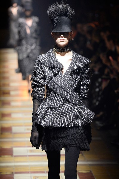 A model wears the hat during Lanvin's autumn and winter 2014 presentation in Paris. (Photo by Catwalking/Getty Images)