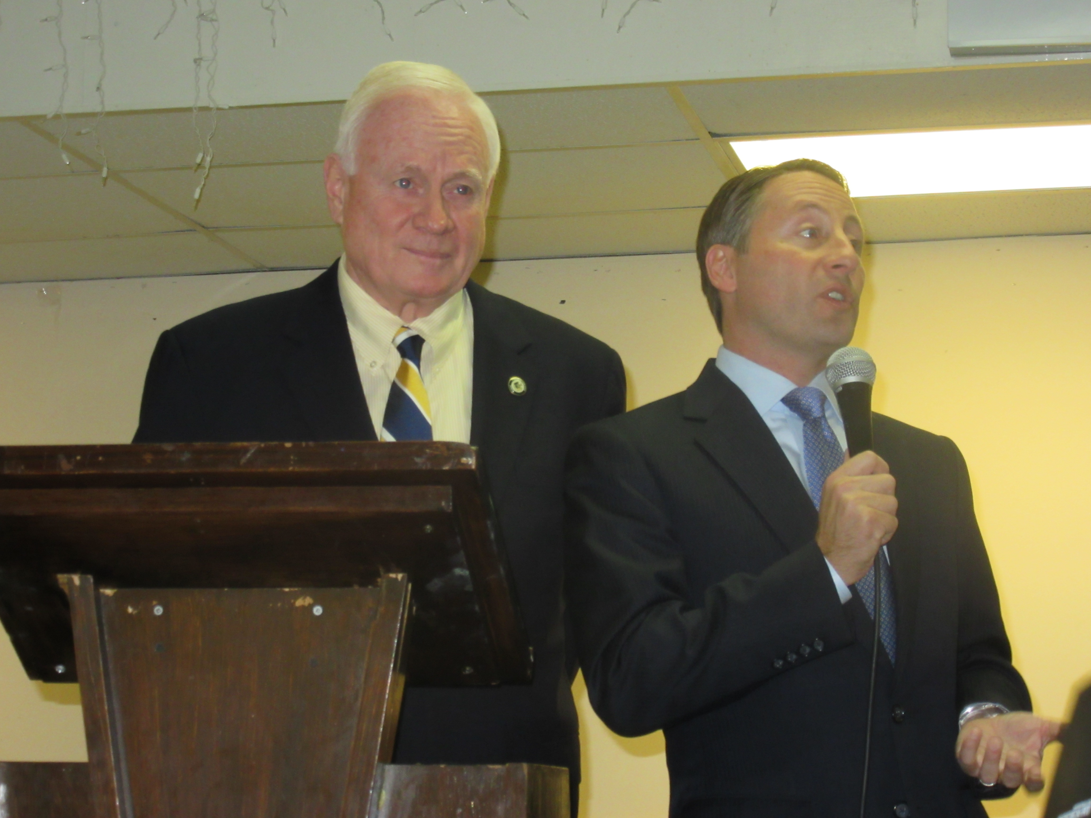 State Senator Marty Golden, left, with Westchester County Executive Rob Astorino today (Photo: Will Bredderman).